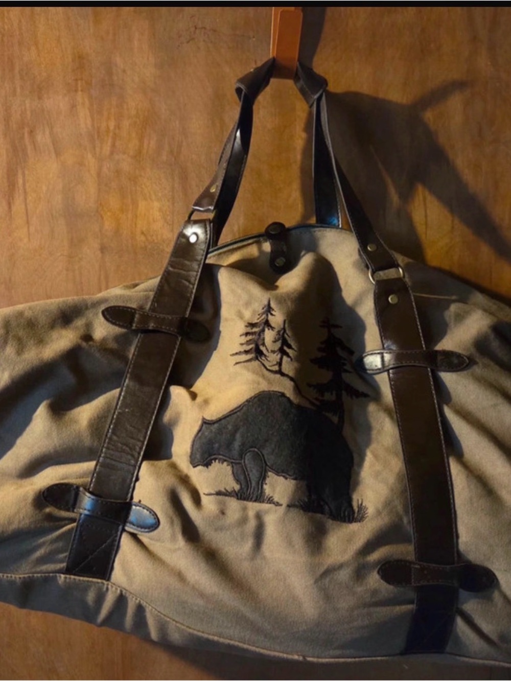 Vintage Canvas & Leather Weekender / Duffle Bag